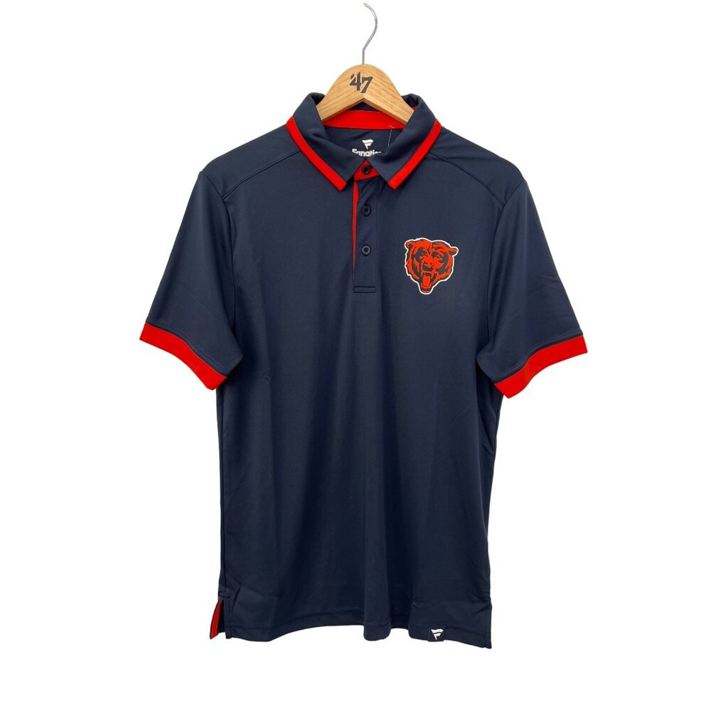 NFL Fanatics Chicago Bears Colorblock Short Sleeve Polo Shirt Men M Navy Red NEW